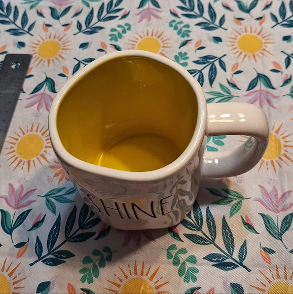 Rae Dunn White And Yellow "Sunhine" Ceramic Collectible Coffee Mug - Picture 5 of 6